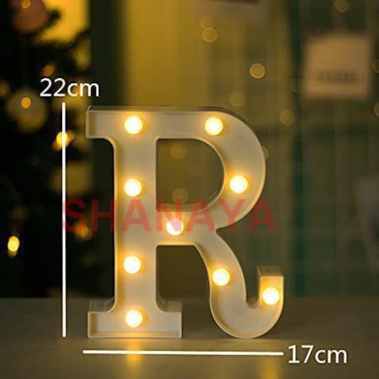 Shanaya Alphabet LED Letter Lights Number Light Decorative Birthday Wedding Party Home Decor Light Up Plastic English Letters Standing Hanging A-Z for Party Wedding Festival (R)