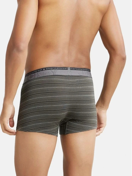 Jockey US68 Men Super Combed Cotton Elastane Stripe Trunk with Ultrasoft Waistband - Deep Olive - None