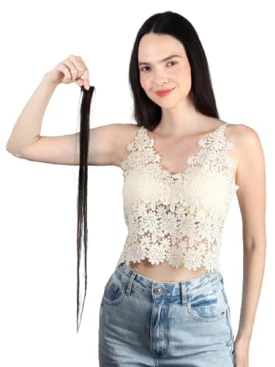 RefynHair Black Clip-In Hair Extensions | Vibrant Color Streaks for Fashionable Looks! | Size 28 Inches