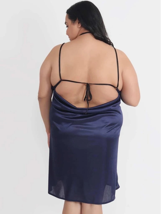 Plus Size Sexy Solid Satin Navy Babydoll and Bikini Dress Dress for Honeymoon BB37N