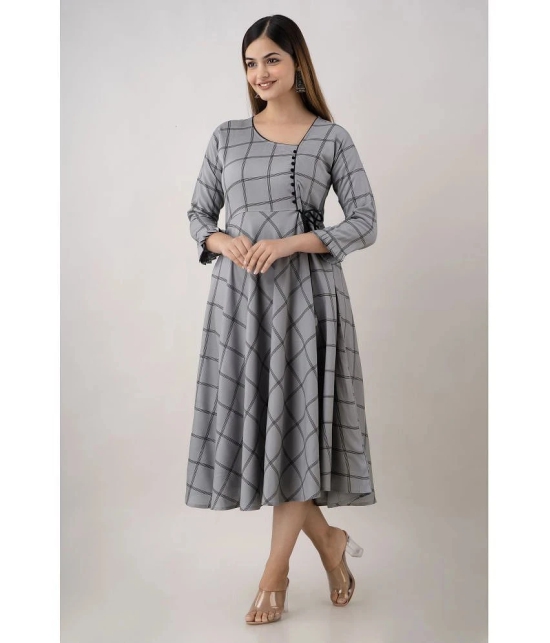 Kapadia - Grey Rayon Womens Flared Kurti ( Pack of 1 ) - None