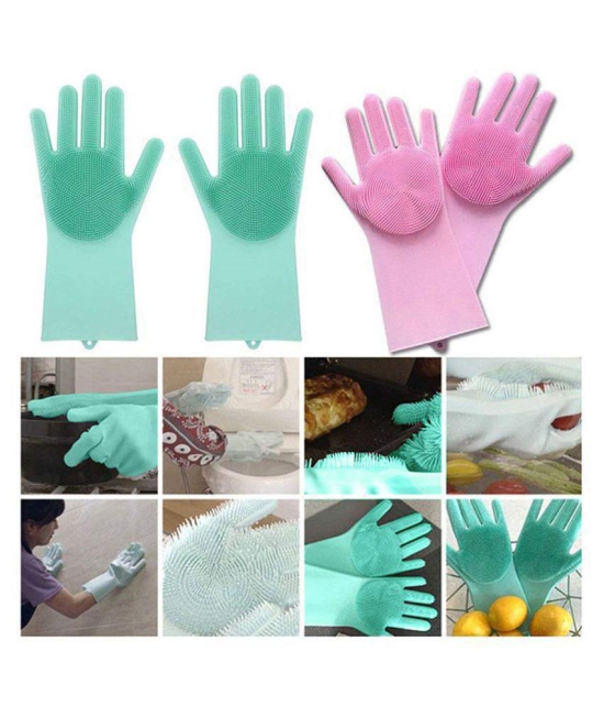 SHOPEPRO Rubber Standard Size Cleaning Glove 1 Pair Silicon Glove