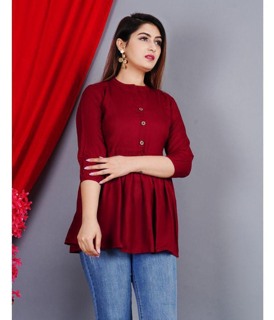 SIPET - Maroon Rayon Womens Empire Top ( Pack of 1 ) - None