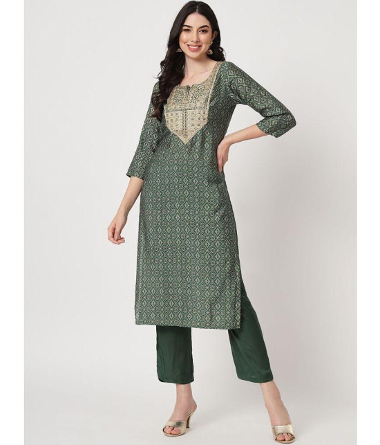 AMIRA'S INDIAN ETHNICWEAR - Green Straight Cotton Women's Stitched Salwar Suit ( Pack of 1 ) - None