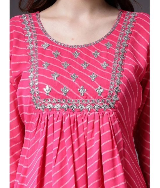 Stylum Georgette Printed A-Line Womens Kurti - Pink ( Pack of 1 ) - None