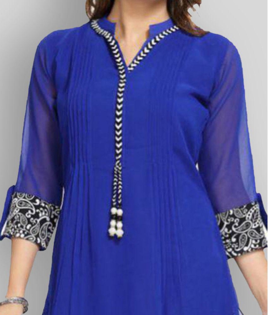 Meher Impex - Blue Georgette Women''s Straight Kurti ( Pack of 1 ) - S