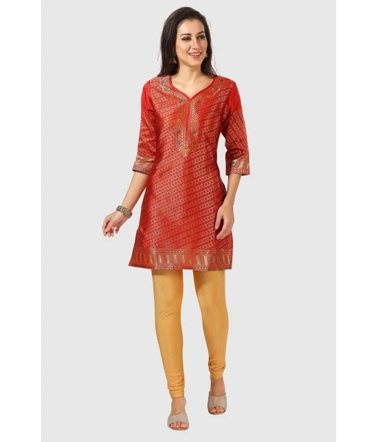 Meher Impex - Rust Art Silk Womens A-line Kurti ( Pack of 1 ) - None