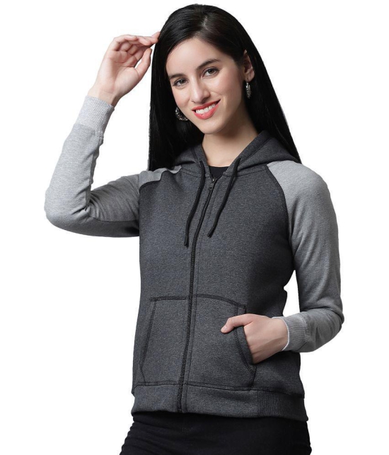 Rute Cotton - Fleece Grey Hooded Sweatshirt - None