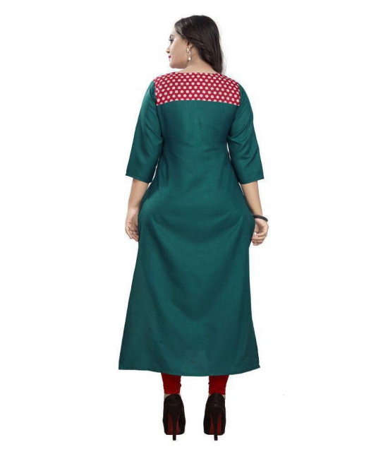 Rangrasiya - Green Cotton Women's Straight Kurti ( Pack of 1 ) - XL