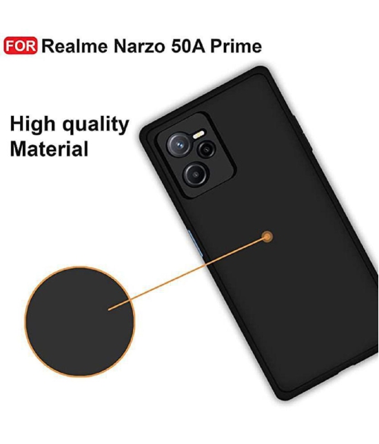 Case Vault Covers - Black Silicon Plain Cases Compatible For Realme Narzo 50A Prime ( Pack of 1 ) - Black