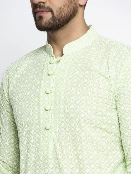 Jompers Mens Dark-Green Embroidered Kurta Only-S / Green