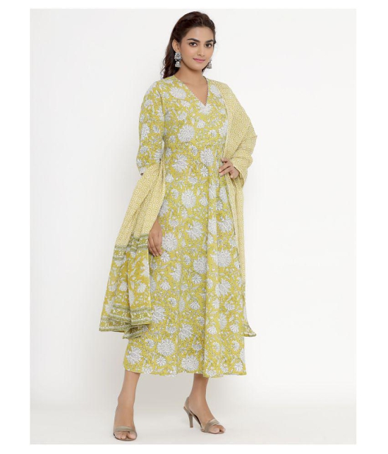 miravan Yellow Cotton Anarkali Kurti - - 3XL