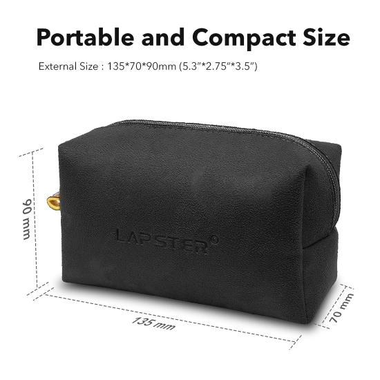 Lapster Microfiber PU Leather Sleeve Bag Pouch (Black) - 1 Piece