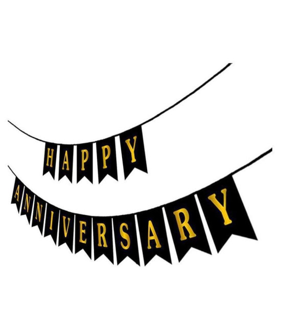 Sana Party Decoration Happy Anniversary Banner for Anniversary Decoration (Black)