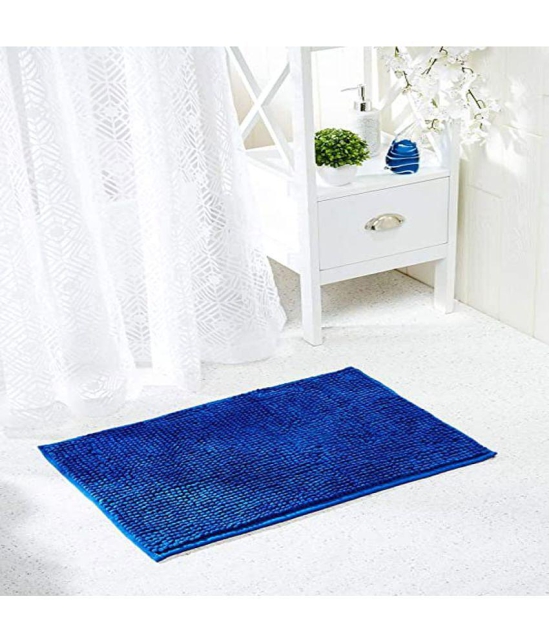 Abhikram Blue Single Anti-skid Door Mat - ( 60 X 40 cm ) - Blue