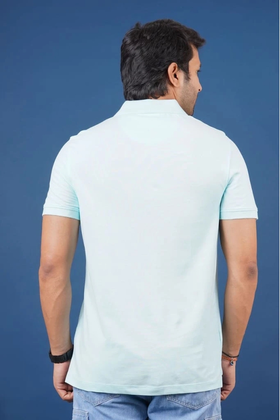 Men's Water Blue Pocket Polo T-Shirt