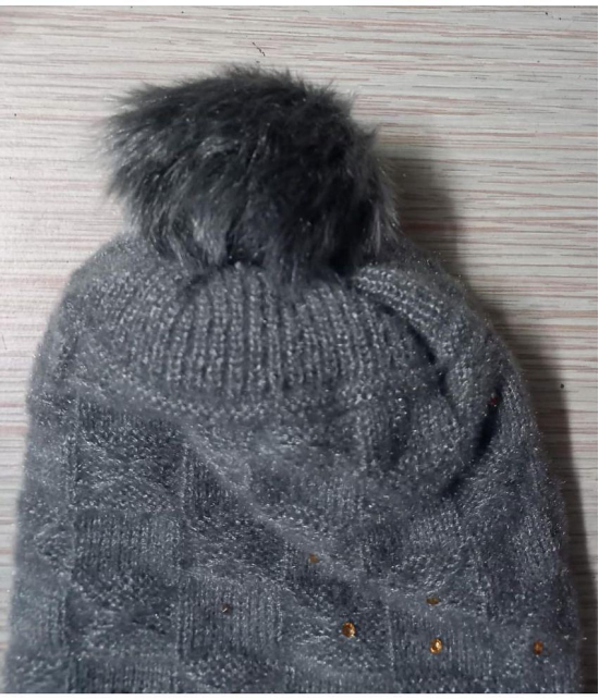 Whyme Fashion Women's Gray Woollen Caps For Winter ( Pack of 1 ) - Gray