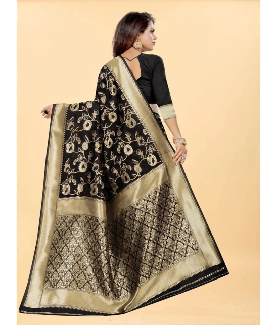 Gazal Fashions - Black Banarasi Silk Saree With Blouse Piece ( Pack of 1 ) - Black