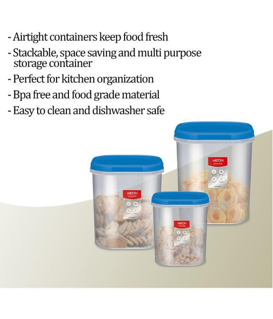 Milton Quadra Storage Container, Set of 3, 2000 ml, 3000 ml, 4000 ml, Brown - Blue