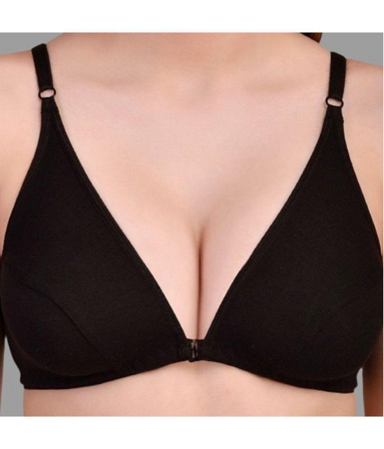 Zourt - Black Cotton Non Padded Women's Everyday Bra ( Pack of 2 ) - None