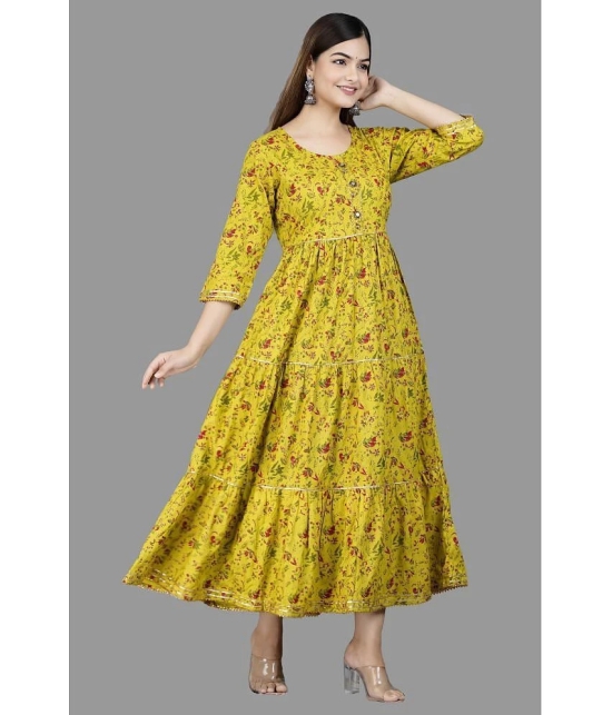 Smien - Mustard Rayon Womens Flared Kurti ( Pack of 1 ) - None