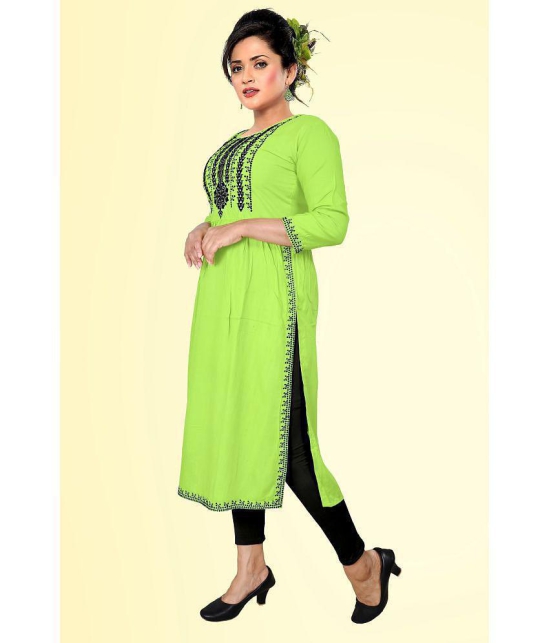 haya fashion - Lime Green Rayon Women's Straight Kurti ( Pack of 1 ) - None