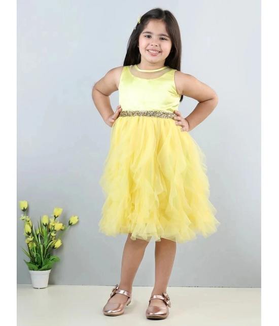 Toy Balloon Kids Yellow Net Girls Frock ( Pack of 1 ) - None