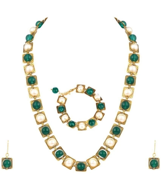 gilher Green Brass Necklace Set ( Pack of 1 ) - Green