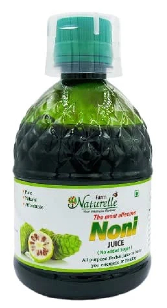 Farm Naturelle-Most Effective Noni juice-Combination of Noni, Kukum(Garcinia) and Grapes Extract-Relief against Joints problem, Chest and Diabetes, helps in Detoxification, enhances morning energy n mood and fat reduction-1+1 Free-2x400ml+ 2x55g Herbs Inf