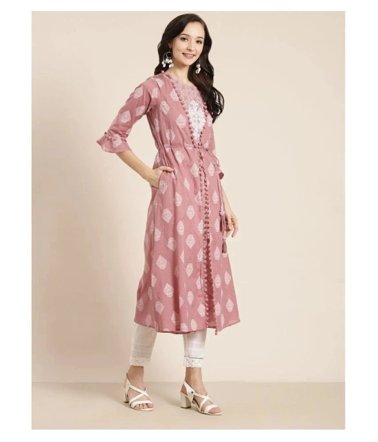 Juniper - Pink Cotton Womens Jacket Style Kurti ( Pack of 1 ) - XS