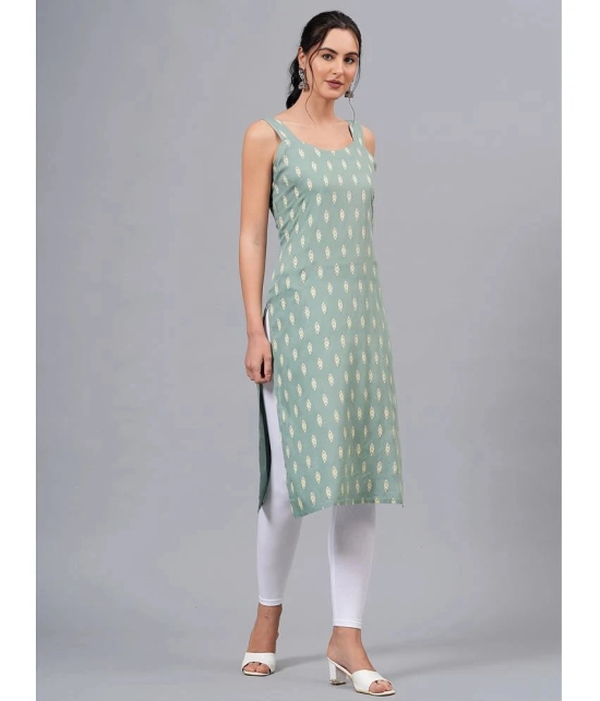 HIGHLIGHT FASHION EXPORT Rayon Printed Straight Womens Kurti - Green ( Pack of 1 ) - None