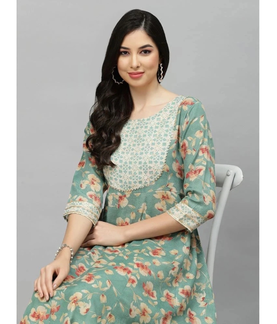 Stylum Viscose Blend Printed Anarkali Womens Kurti - Green ( Pack of 1 ) - None