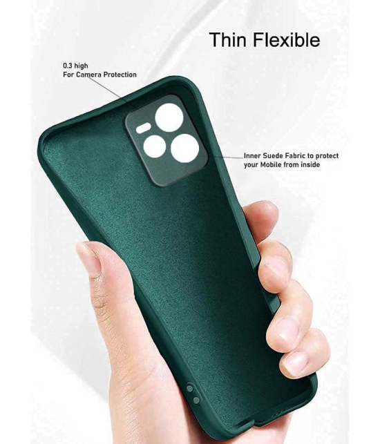 Case Vault Covers - Green Silicon Plain Cases Compatible For Realme C35 ( Pack of 1 ) - Green