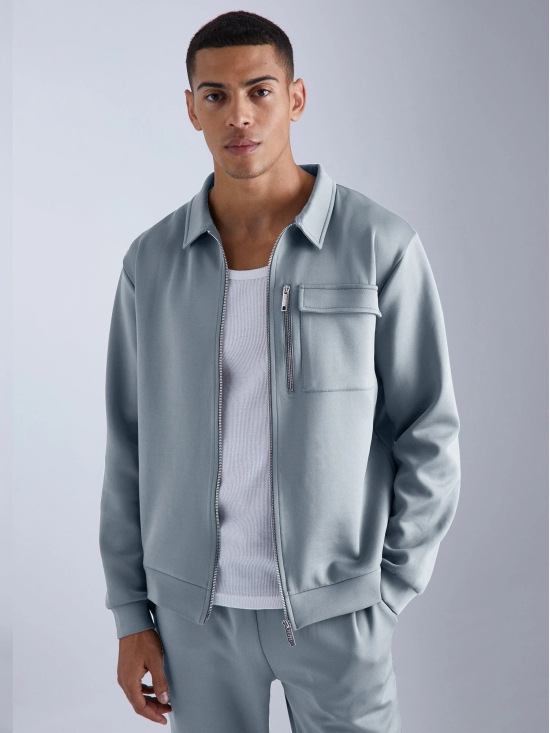 Solid Light Grey Jacket and Jogger Cozy Cut Co-Ords-S / Light Grey