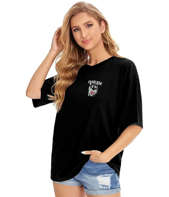 Leotude - Black Cotton Blend Oversized Womens T-Shirt ( Pack of 1 ) - None