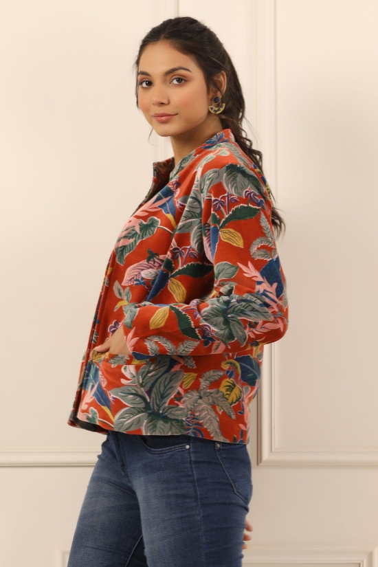 Printed women velvet jacket-M