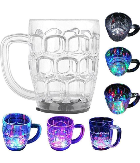 Light Changing Fibre Glass Beer Mug with Disco Led for Gifting - 7 Colour Changing Liquid Lights - 295ML