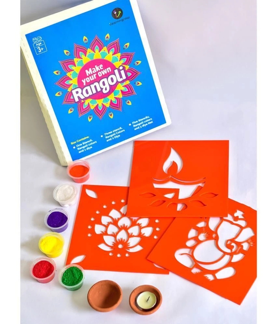 ilearnngrow ilearnngrow Diwali DIY Rangoli Kit - Set Of Three Stencil - Multi-Color