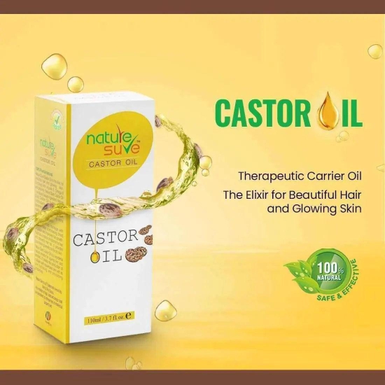 Nature Sure Cold-Pressed Castor Oil (Erand Tail) - Therapeutic Carrier Oil for Skin, Hair and Health