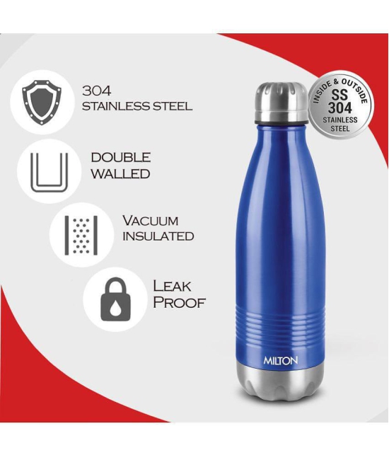 Milton Duo DLX 500 Thermosteel 24 Hours Hot and Cold Water Bottle, 500 ml, Maroon | Leak Proof | Office Bottle | Gym | Home | Kitchen | Hiking | Trekking | Travel Bottle - Blue