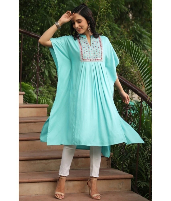 Juniper - Light Blue Rayon Flex Womens Kaftan Kurti ( Pack of 1 ) - None