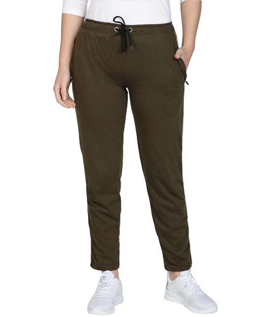 Uzarus - Olive Cotton Blend Womens Running Trackpants ( Pack of 1 ) - XL