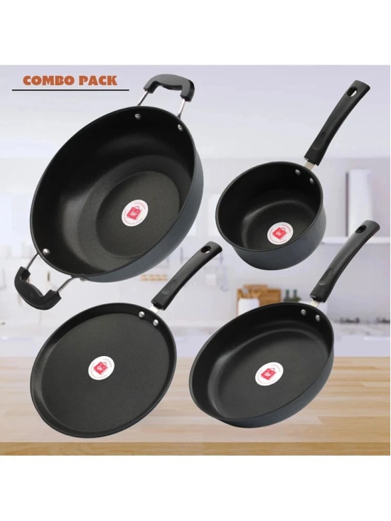 LAZYWINDOW Grey Hard Anodised Non-Stick Cookware Sets ( Set of 4 )