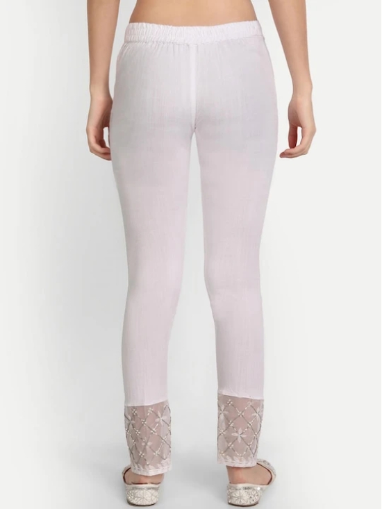 Women White Cigarette Trouser