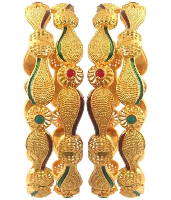 Jewar Mandi - Gold Bangle Set ( Pack of 1 ) - None