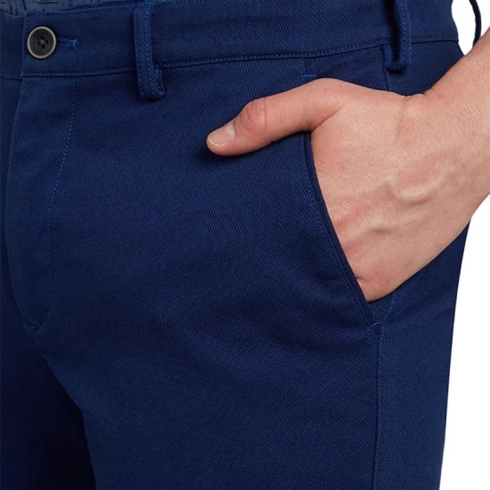 Pack of 2 Men Regular Fit Dark Blue Cotton Blend Trousers