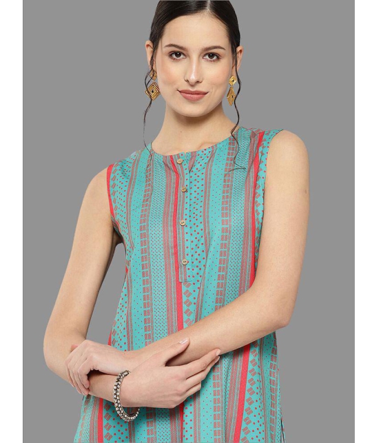 Janasya Crepe Printed Straight Womens Kurti - Blue ( Pack of 1 ) - None