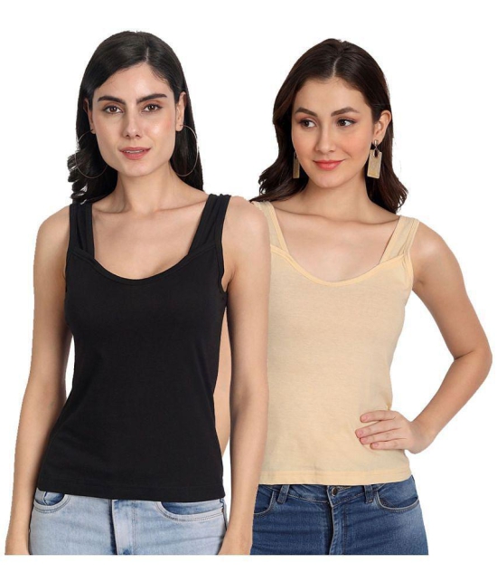 AIMLY Cotton Camisoles - Black Pack of 2 - None