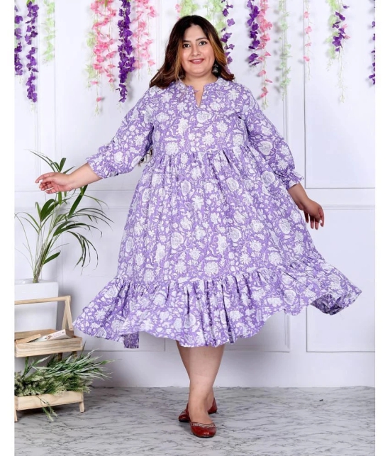 Swasti Cotton Blend Printed Anarkali Womens Kurti - Purple ( Pack of 1 ) - None