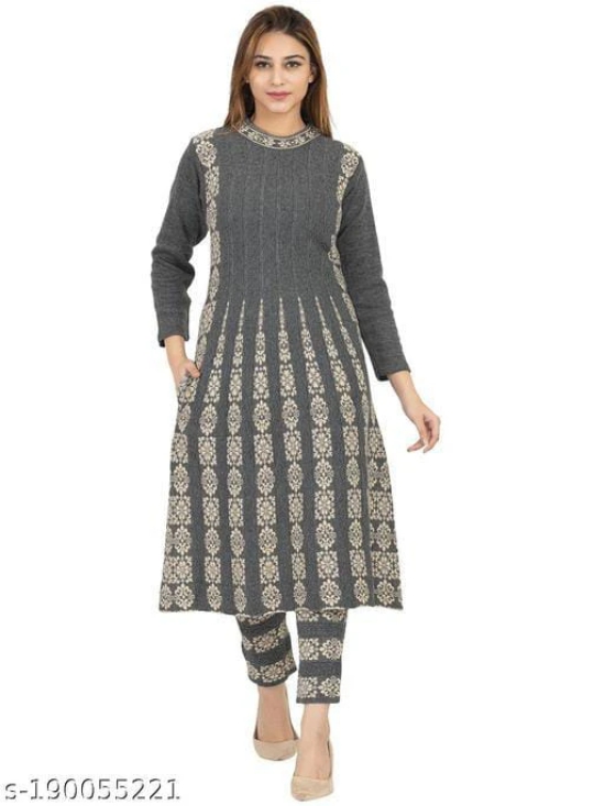 Fashionable Woollen Sets-Grey / Free Size up to XL